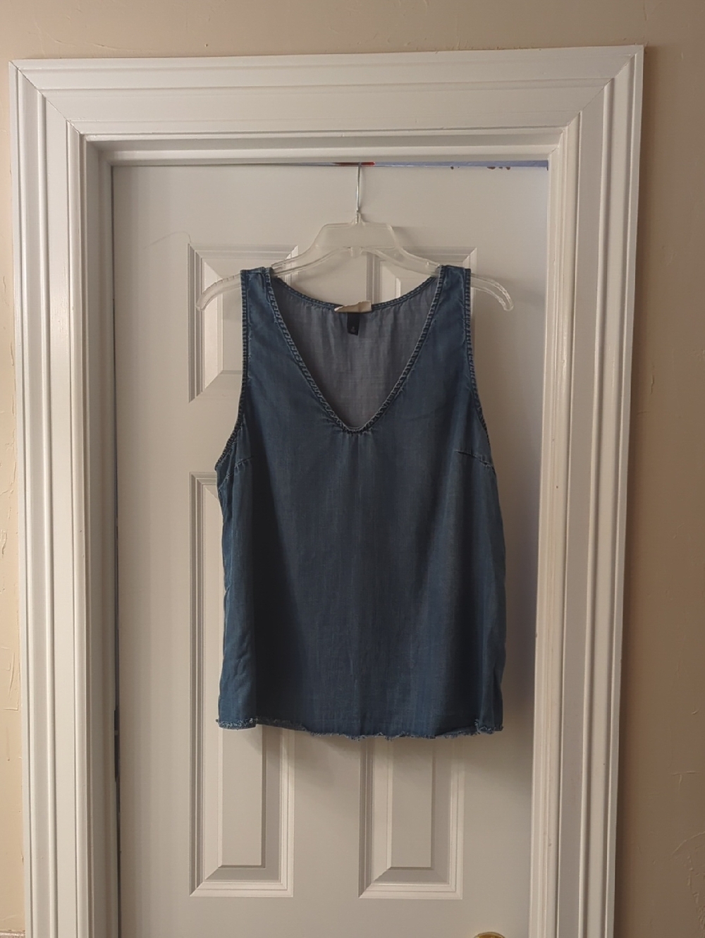 Sleeveless V-Neck Denim Tank Top